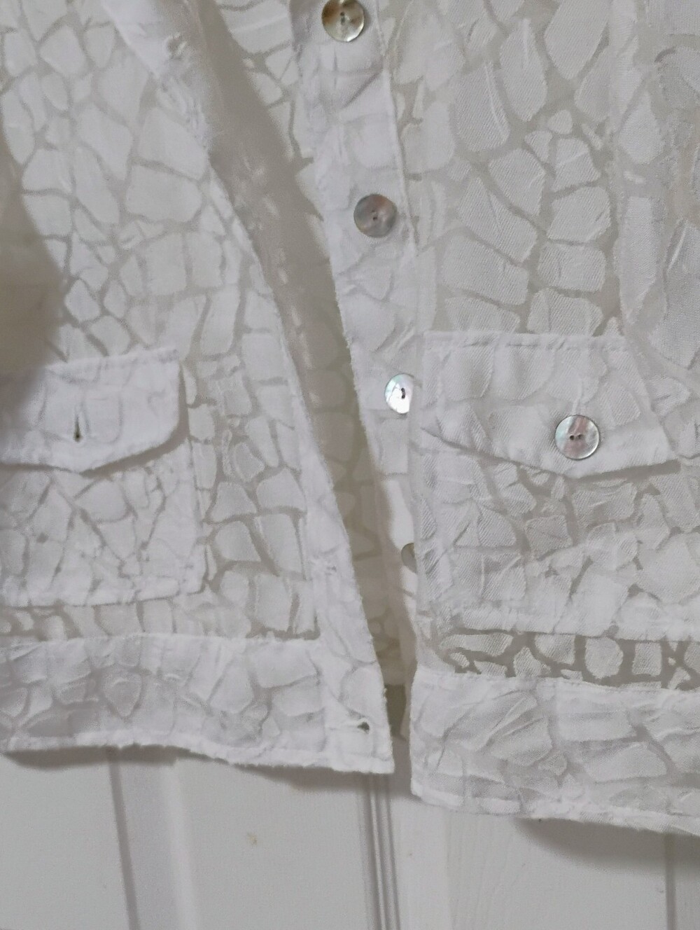 Ruby Rd. White Lace Textured Button-Front Jacket - Picture 4 of 5
